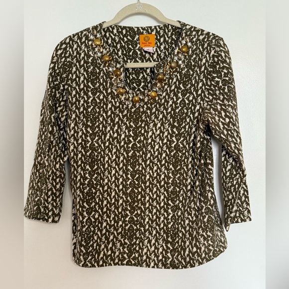 Patterned Top with Beaded Neckline - Picture 1 of 4